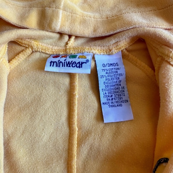 Vintage Baby Miniwear Yellow Duck Velour One Piece Outfit/Costume Sz 0/3 Mon - Picture 8 of 8